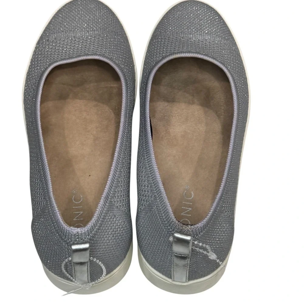 Vionic Uptown Skimmer Knit Shoes Womens 8.5 Gray Breathable Casual Comfort Flats